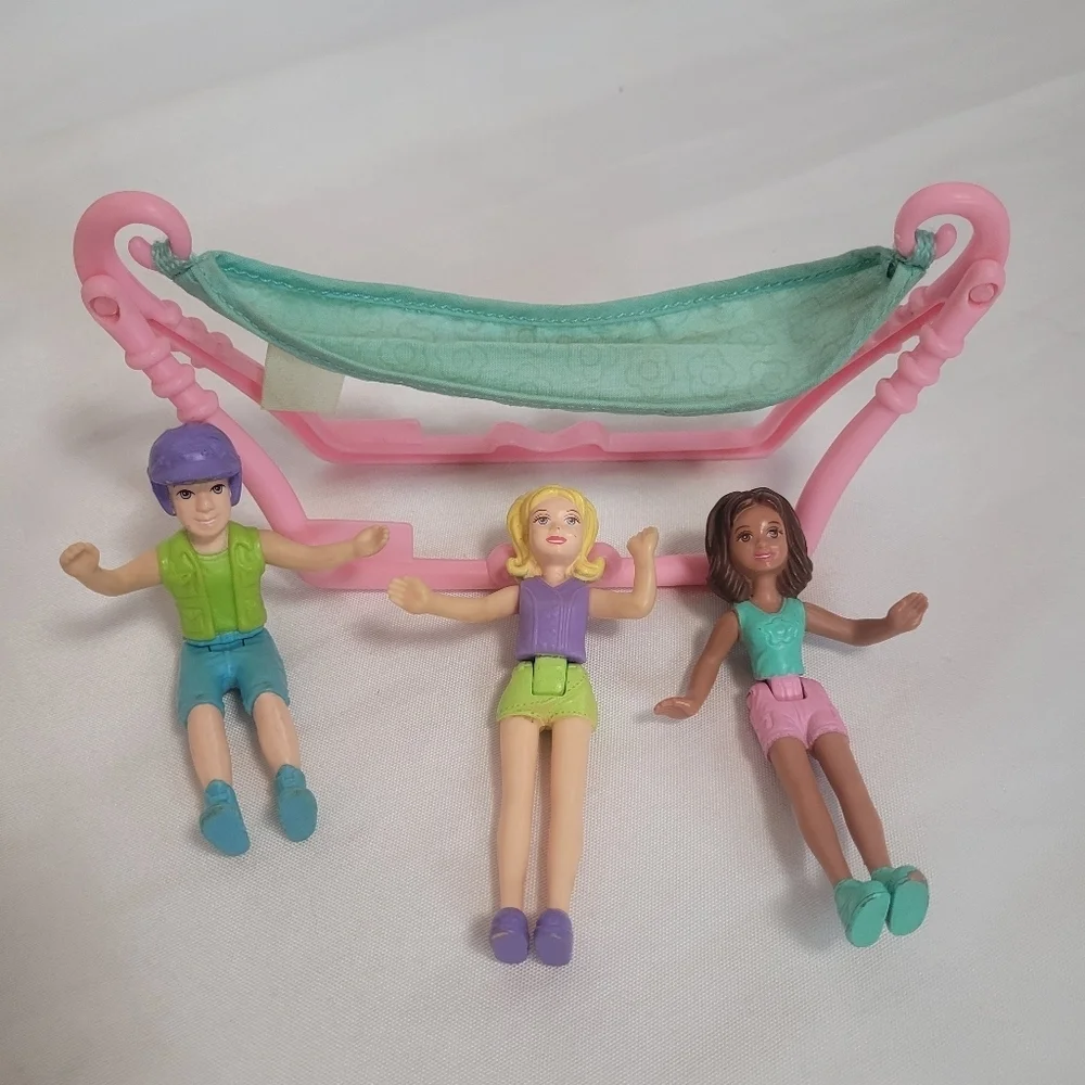 Polly Pocket Vintage 2003 McDonalds Happy Meal Hammock and 3 Figures